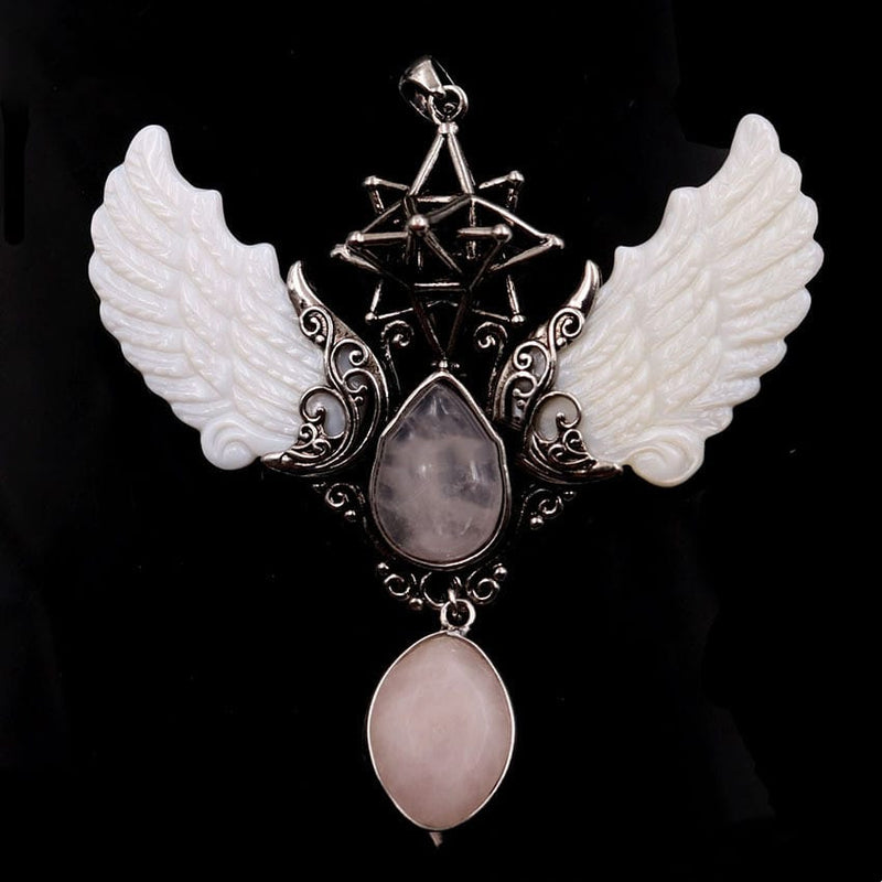 Enchanted Crystal Angel Wing Merkaba Pendant
