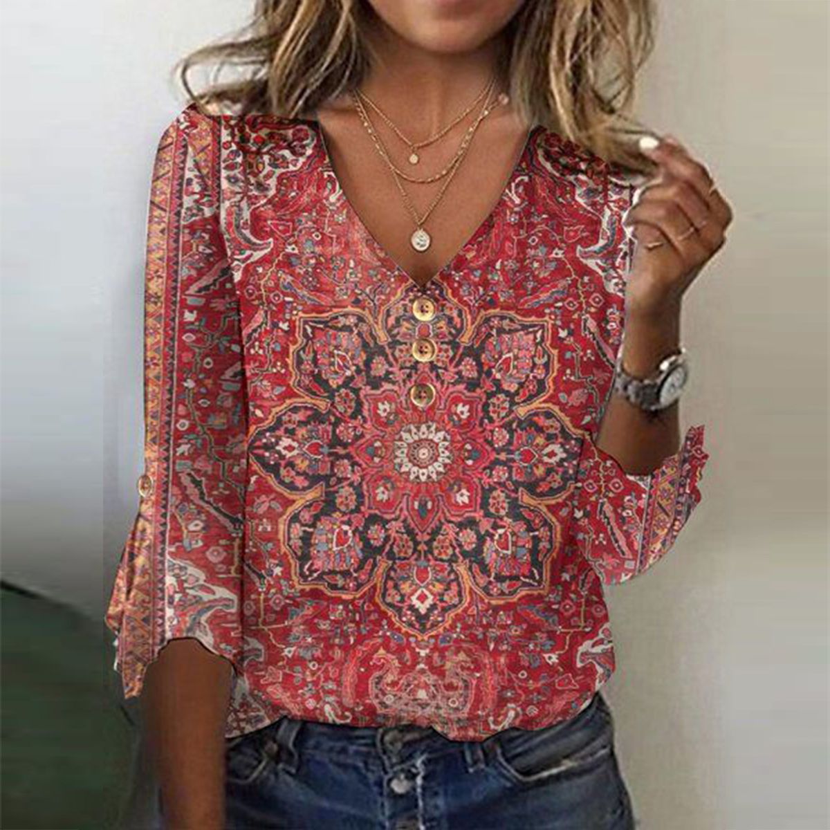 LM | Top with V-neck and sleeves