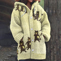Retro Black Cat Print Women'S Sweater Cardigan elevenforest