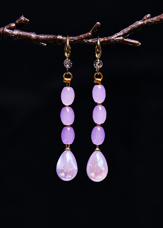 Light Purple Droplet Shape Crystal Drop Earrings