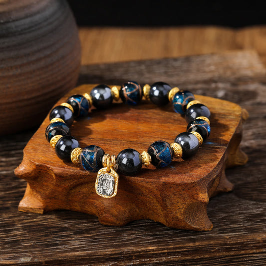 10mm Liuli Glass Lucky Zakiram Wealth Bracelet