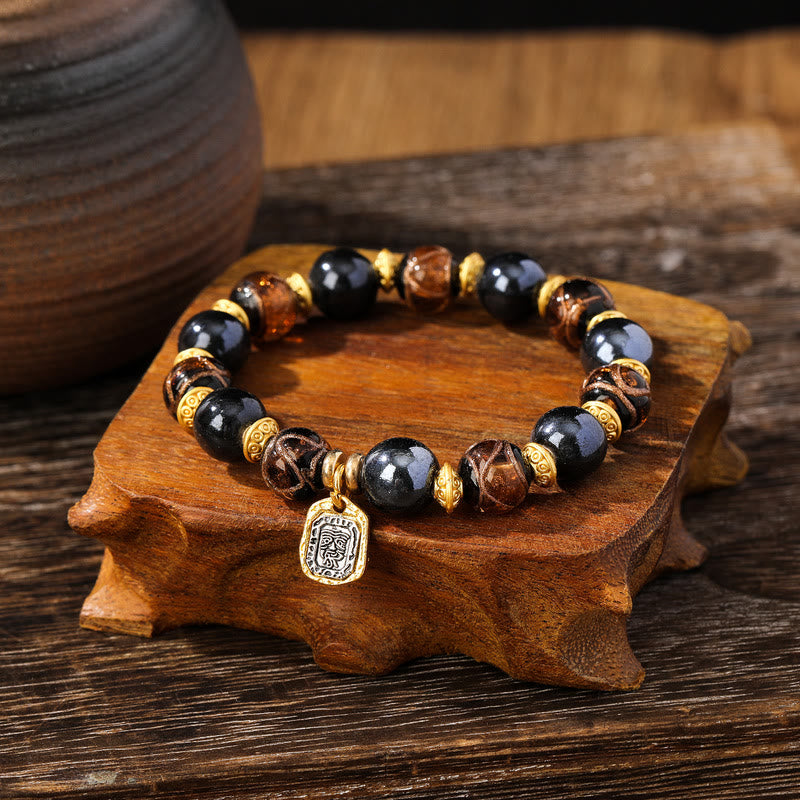 10mm Liuli Glass Lucky Zakiram Wealth Bracelet