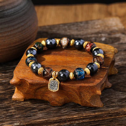 10mm Liuli Glass Lucky Zakiram Wealth Bracelet