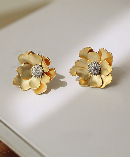 New Gold Sterling Silver Overgild Stud Earrings