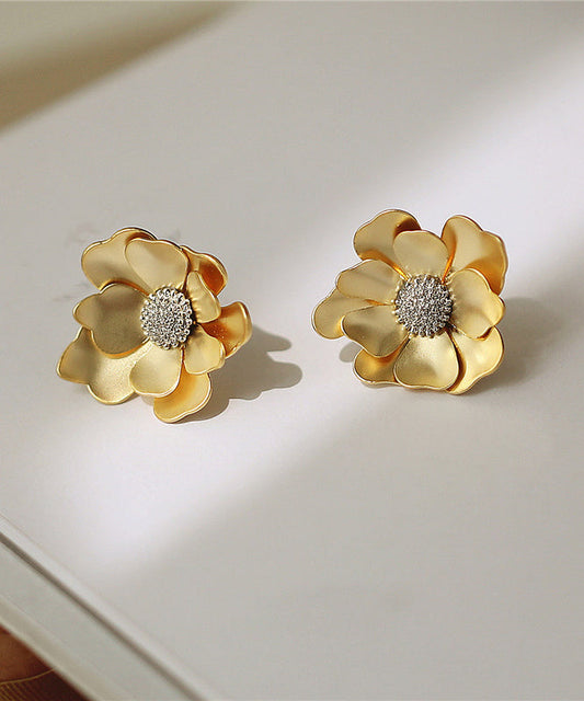 New Gold Sterling Silver Overgild Stud Earrings