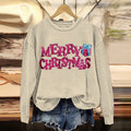 Comstylish Merry Christmas Embroidered Crew Neck Sweatshirt