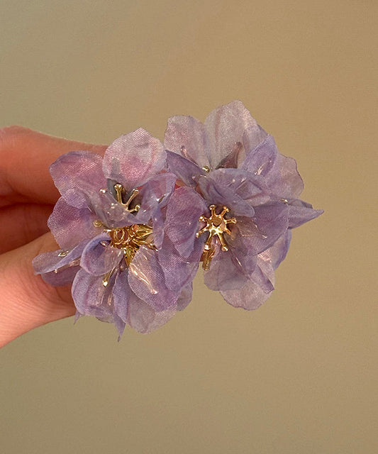 Purple Copper Alloy Tulle Stud Earrings