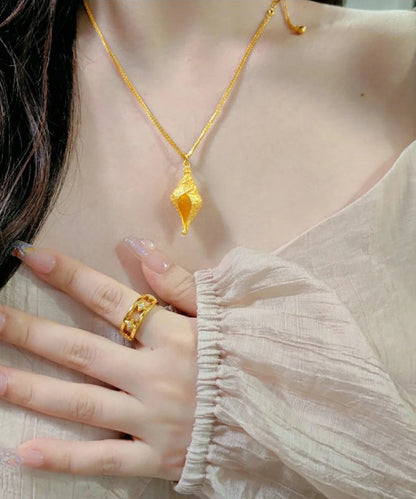 Gold Sterling Silver Overgild Conch Pendant Necklace