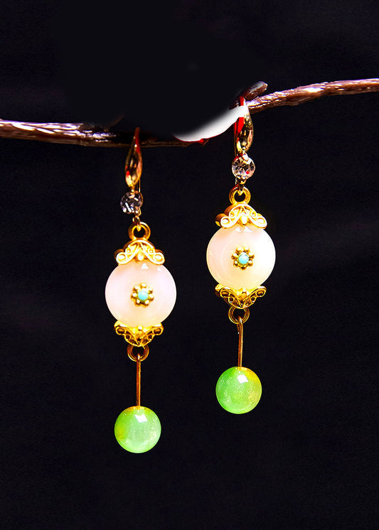 White Jade Fine Zircon Drop Earrings