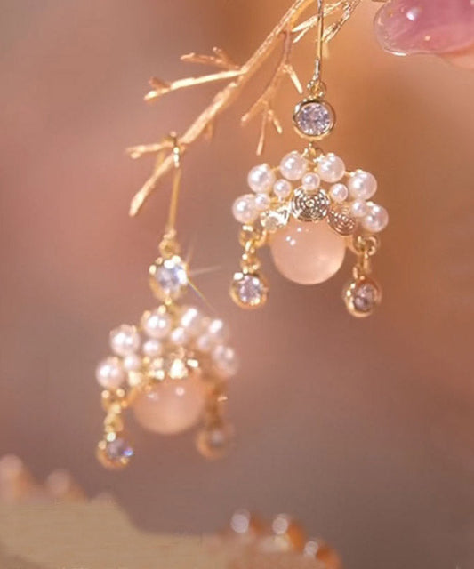 Pink Pearl Opal Drop Earrings
