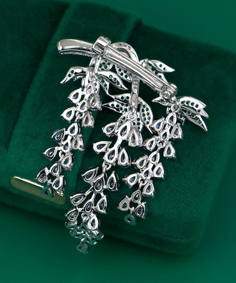 Purple Copper Zircon Wisteria Tassel Brooches