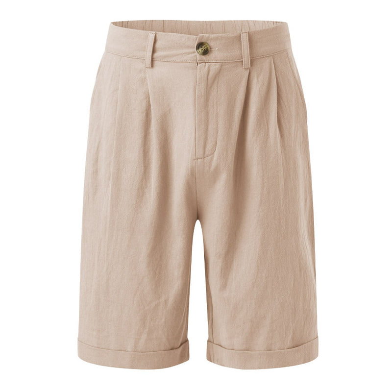 Men's Vintage Casual Pleated Cotton Linen Shorts elevenforest