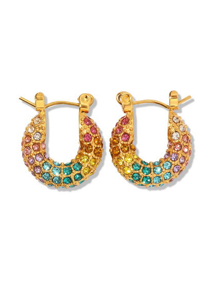 Rainbow Crystal Hoop Earrings