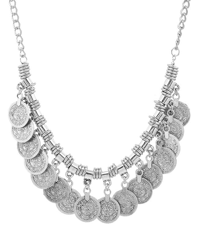 Silk Sterling Silver Tassel Coin Pendant Necklace