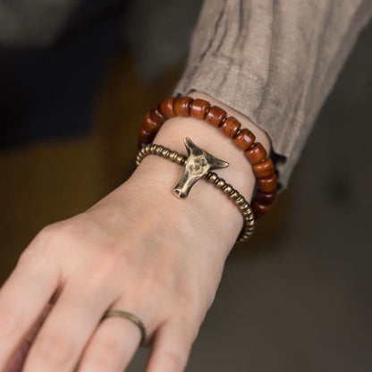 14cm Yak Bone Copper Double Wrap Strength Spiritual Bracelet