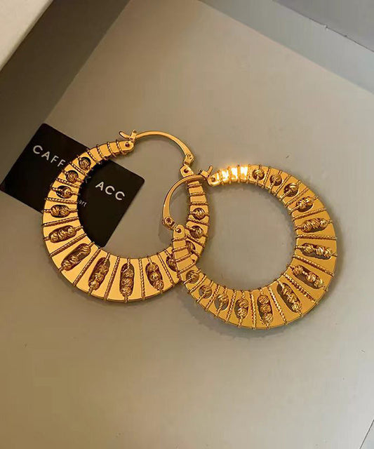 European and American Old Money Style Gold Exaggerated Circle Earrings