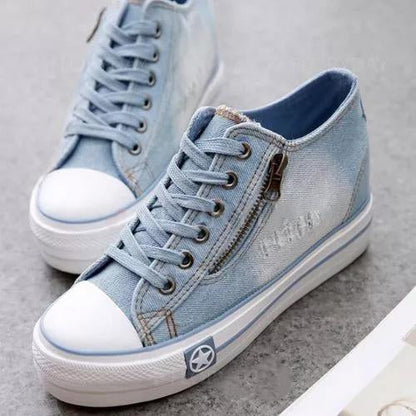 EP | Baskets compensées en denim pour femmes