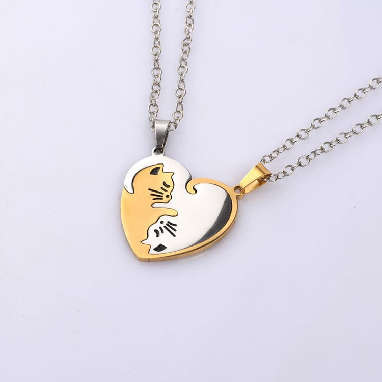 Cat Couple Necklaces for Feline-loving.
