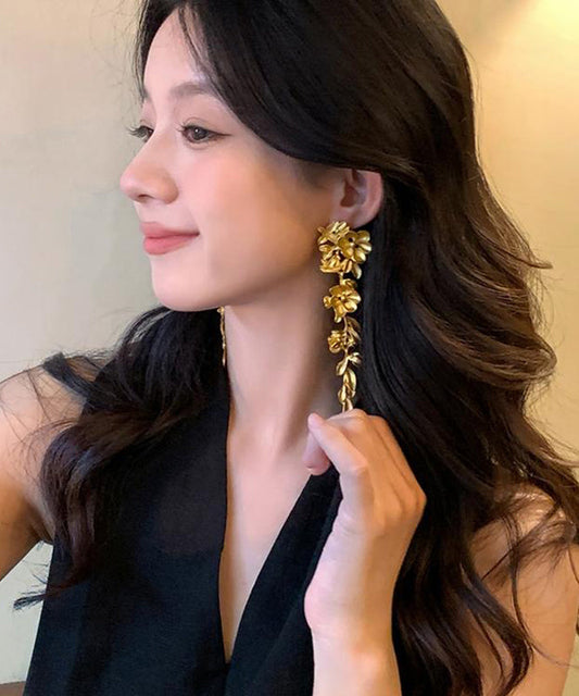 New Gold Copper Overgild Tassel Drop Earrings