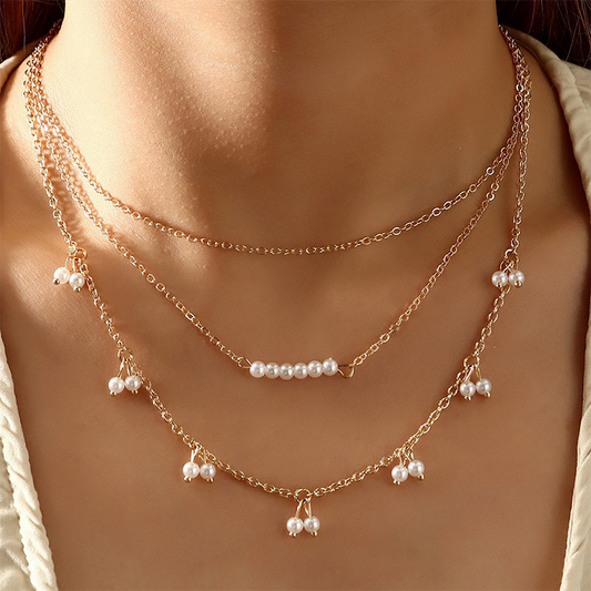Geometric Patchwork Pearl Necklaces Gj0057