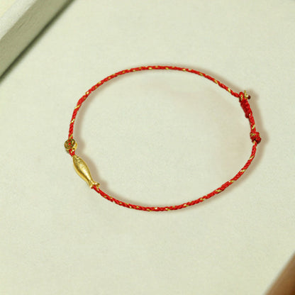 Buddha Stones 14k Gold Plated Koi Fish Luck Wealth Braided Bracelet