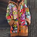 Lovely Cats World Pattern Cozy Cardigan Sweater elevenforest