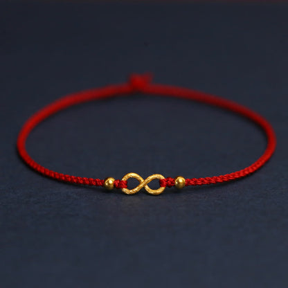 999 Gold Mobius Infinite Love Red String Protection Bracelet