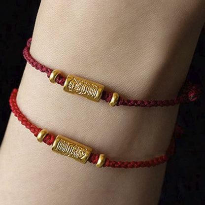 Handmade 999 Gold Red String Bracelet for Strength