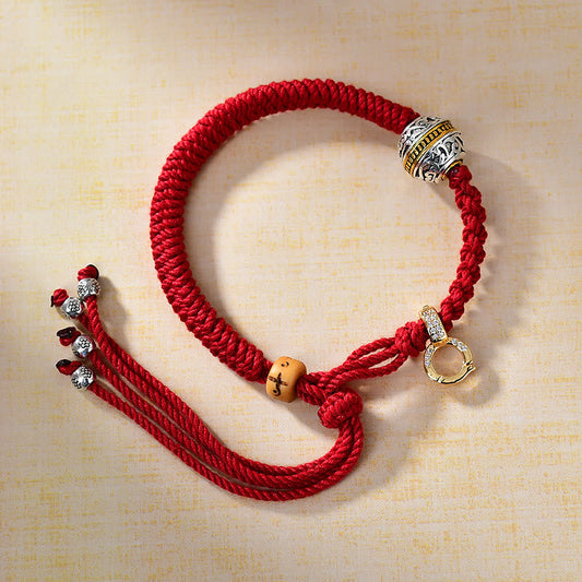 Red String Bracelet With Green Tara Silver Charm | Luck & Protection