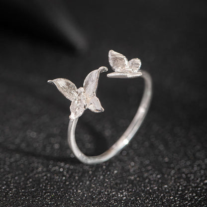 925 Sterling Silver Butterfly Love Ring for Spiritual Balance
