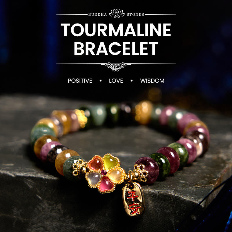 Buddha Stones Tourmaline Jade Safe and Well Love Bracelet