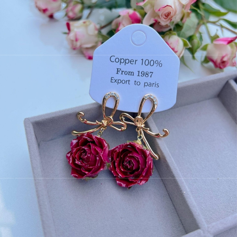 Real Flowers Patchwork Metal Accessories Trim Earrings(each One Is Unique)(17 Colors)