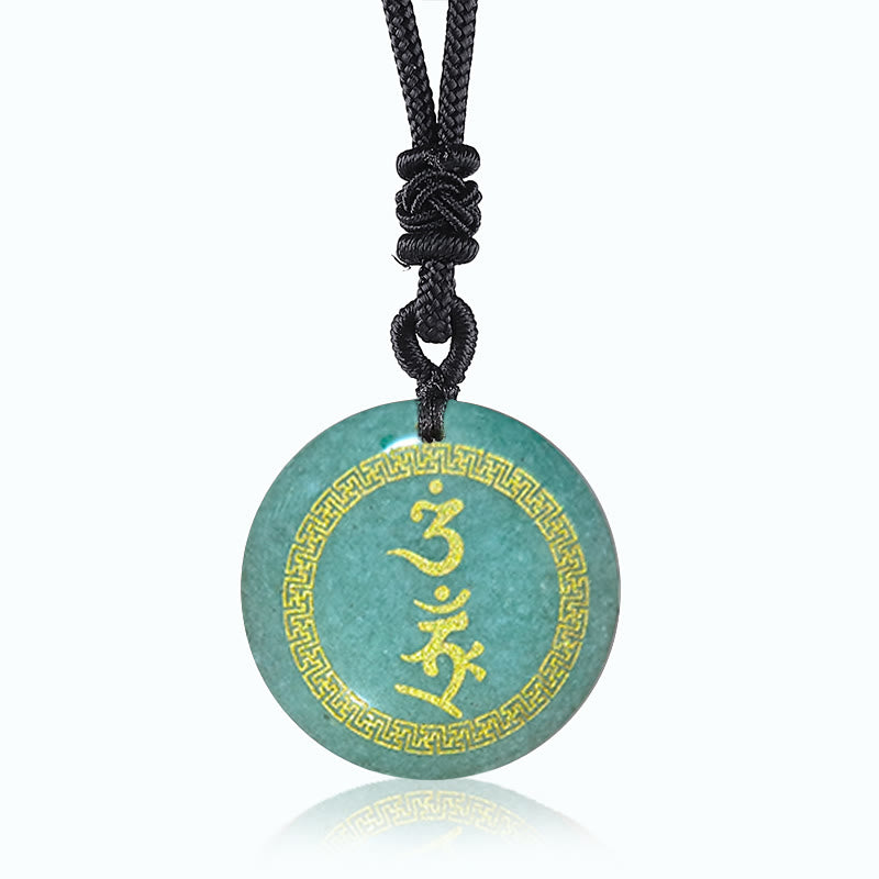 Buddha Stones Surrounding Protection Mantra Natural Various Crystal Black Obsidian Fulfilment Necklace Pendant