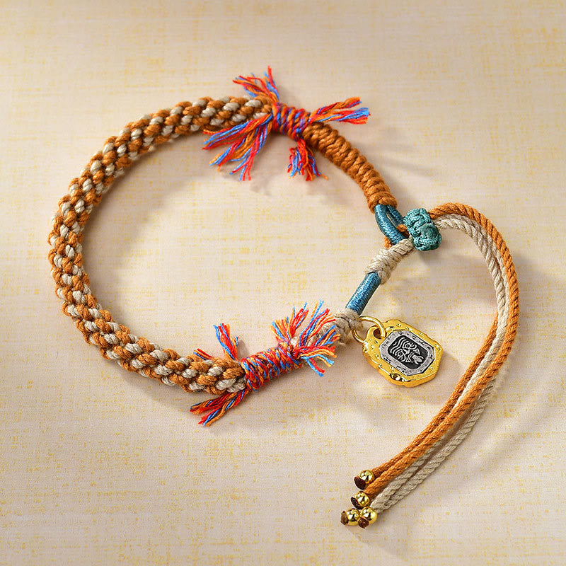 Buddha Stones Tibetan Colored Rope Zakiram Goddess of Wealth Adjustable Protection Bracelet