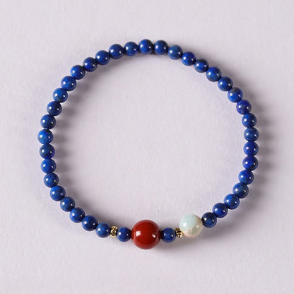 Buddha Stones Small Lazurite Lapis Lazuli Agate Ultra-thin Beads Positive Bracelet
