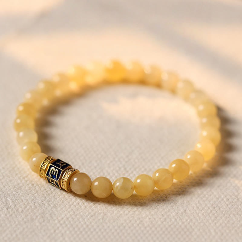 Buddha Stones Topaz Beads Om Mani Padme Hum Fortune Bracelet