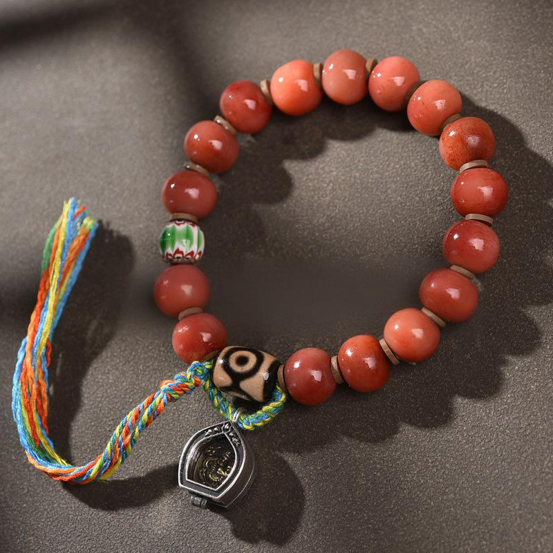 Buddha Stones Tibetan Camel Bone Tassel Luck Bracelet