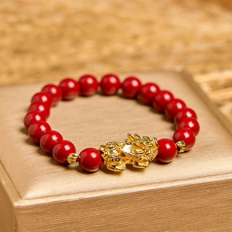 Buddha Stones Cinnabar Pixiu Calm Blessing Bracelet