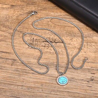 Turquoise Necklace With Tiger Eye, Lazurite & Malachite Pendant