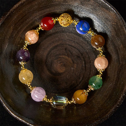 Buddha Stones Natural Dunhuang Colorful Beads Amethyst Lazurite Lapis Lazuli Balance Bracelet
