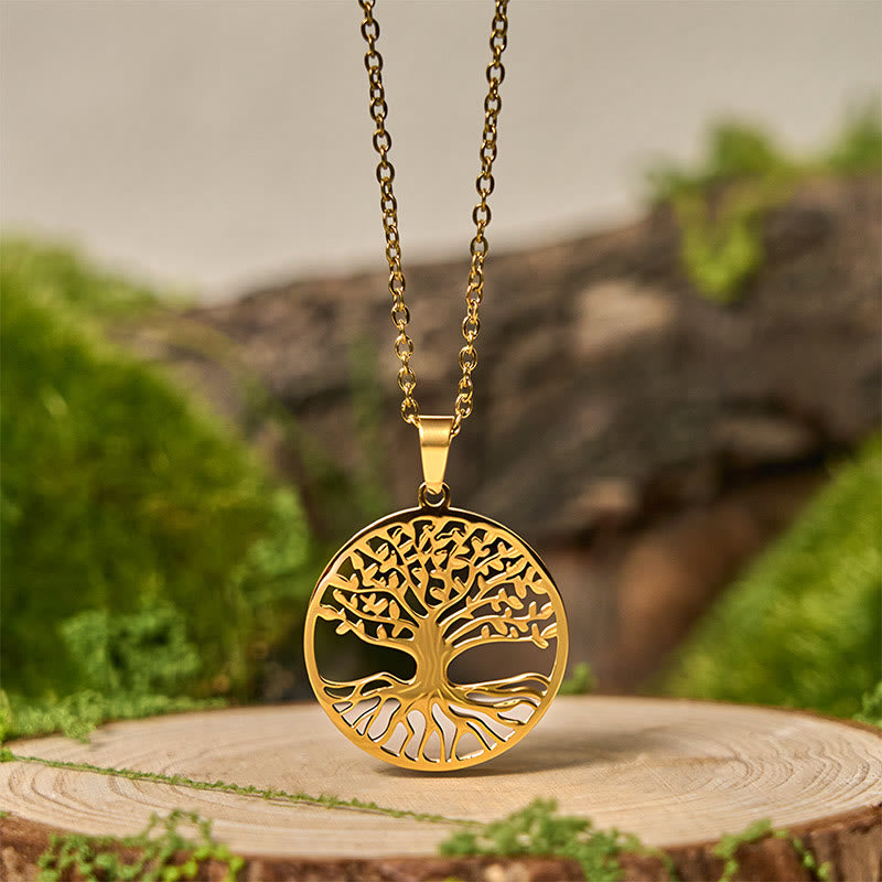Buddha Stones the Tree of Life Titanium Steel Enlightenment Necklace Pendant