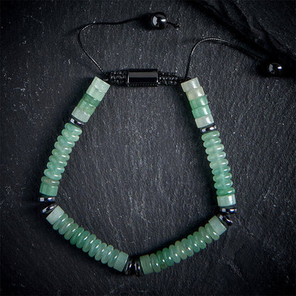 Buddha Stones Small Black Obsidian Green Aventurine Grey Jasper Tiger Eye Strength Rope Bracelet