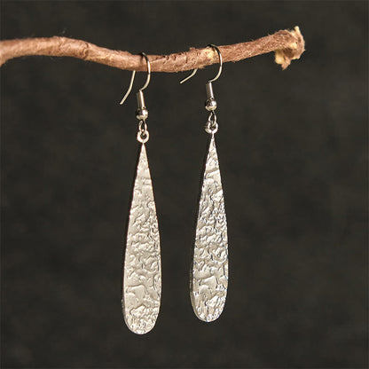Buddha Stones Titanium Steel Balance Hammer Marks Earrings