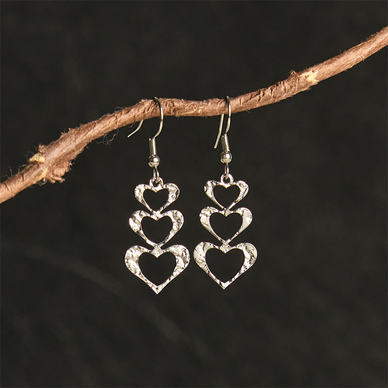 Buddha Stones Titanium Steel Balance Hammer Marks Earrings