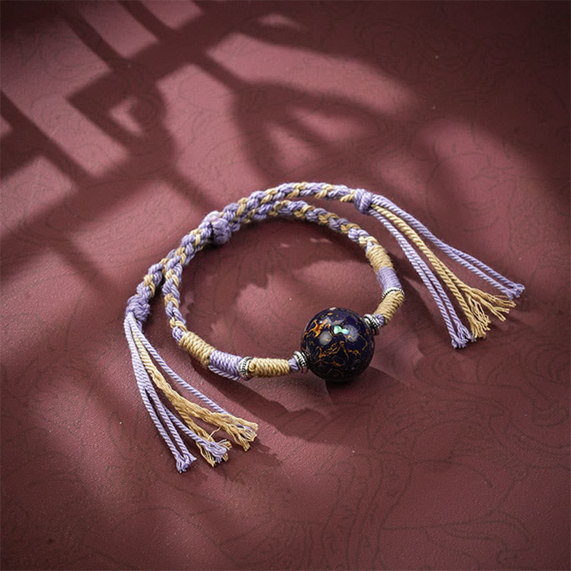 Buddha Stones Lacquer Craft Bead Multicolored Braided String Bracelet