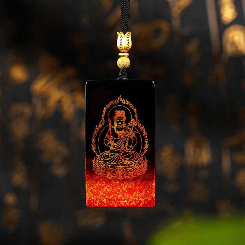 Buddha Stones Chinese Zodiac Natal Buddha Fu Character Lacquer Craft Sandalwood Pendant Necklace