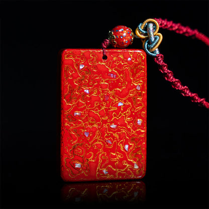 Buddha Stones Handcrafted Lacquer Craft Sandalwood Protection Pendant Necklace