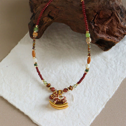 Buddha Stones Year of the Horse Copper Tiger Eye Various Beads Balance Necklace Pendants