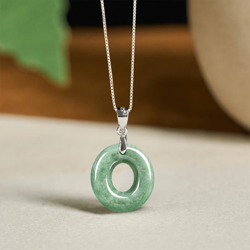 Buddha Stones Natural A-z Letter Jade 925 Sterling Silver Silm Chain Prosperity Necklace Pendant