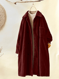 Corduroy Turn-Down Collar Long Sleeve Vintage Coats - MRSLM